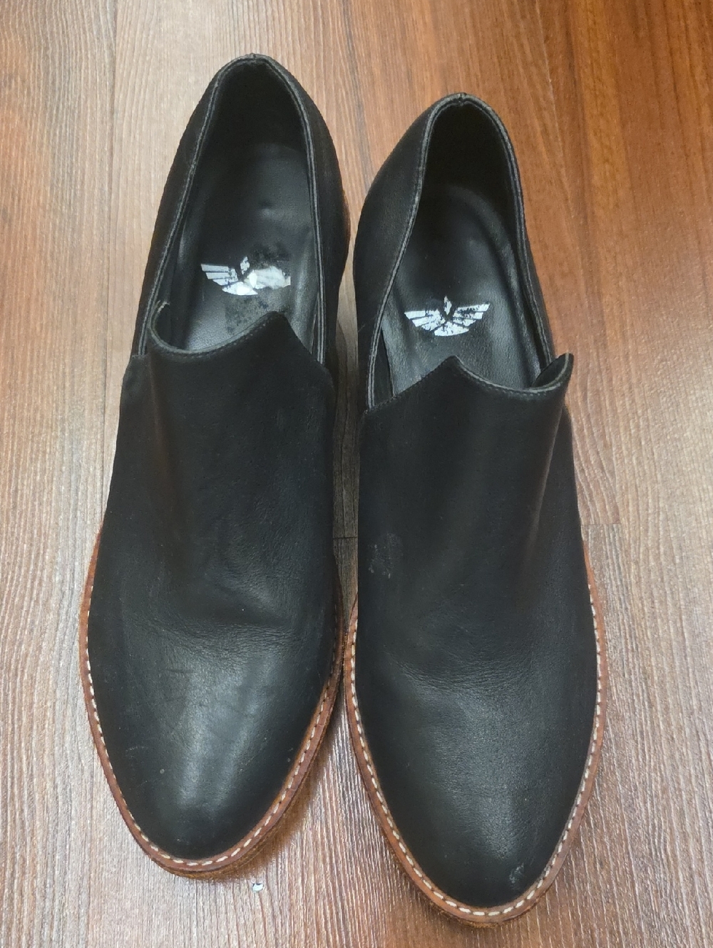 Fortress of Inca Madeline Black Leather Slip On Heels Size 39 Made in Peru